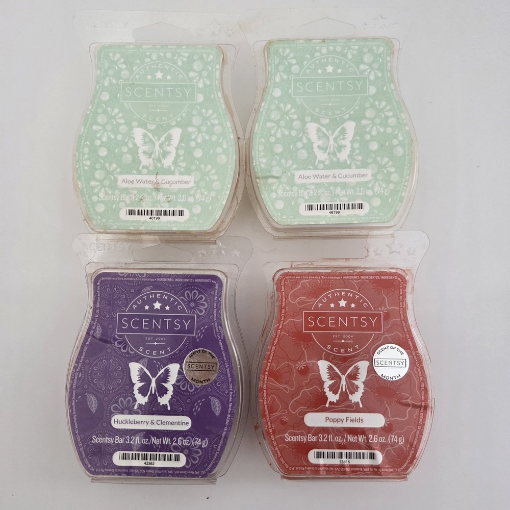 Scentsy Aloe Water Cucumber Bar Wax Melt Poppy Fields Huckleberry Clementine